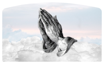 DACRO-103-WT Praying Hands Clouds White